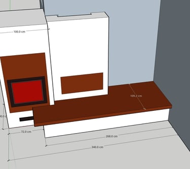 Design personalizat de sobă de acumulare cu banc de încălzire, realizat pe măsuri exacte.