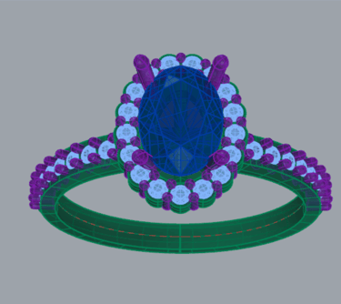 Vista Superior Modelo 3D Anillo de Compromiso Moissanita Halo