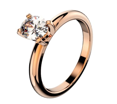 Vista Isometrica Render Anillo de Compromiso Solitario Oro Rosa Corte Ovalo