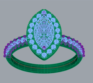 Vista Superior Modelo 3D Anillo de Compromiso Marquesa Halo