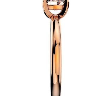 Vista Lateral Render Anillo de Compromiso Solitario Oro Rosa Corte Ovalo