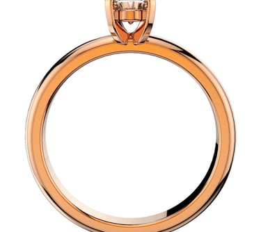 Vista Frontal Render Anillo de Compromiso Solitario Oro Rosa Corte Ovalo