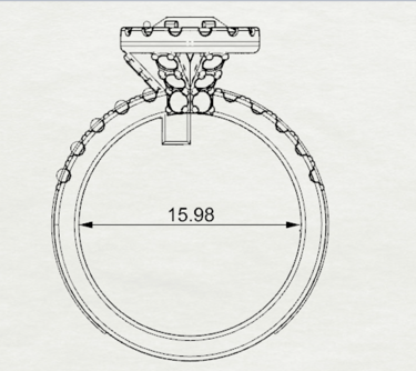 Vista Frontal Sketch Anillo de Compromiso Halo 