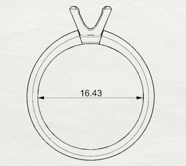 Vista Frontal Dibujo Sketch Anillo de Compromiso Solitario