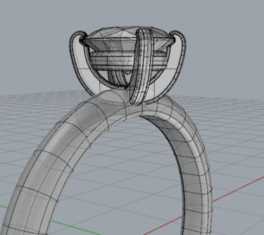 Vista Isometrica Modelo 3D Anillo de Compromiso Solitario Corte Ovalo