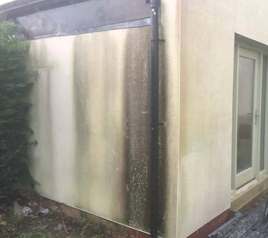 Water stains on wall indicate a gutter problem