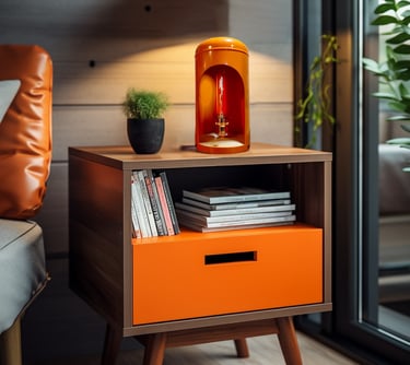 luminaire artisanal en acier upcyclé Luceo orange pop