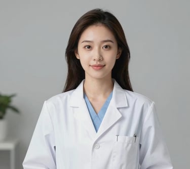 Professional portrait of a female nutritionist in a white lab coat, professional and approachable, highlighting health and nutritional expertise.