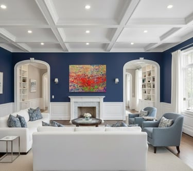 Custom coffered ceiling in a Monmouth County NJ living room