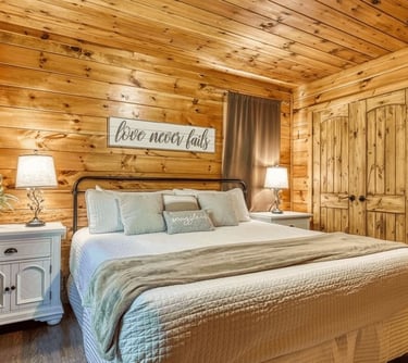 Gatlinburg hand-hewn log cabin bedroom suite