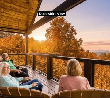 Gatlinburg hand-hewn log cabin, deck