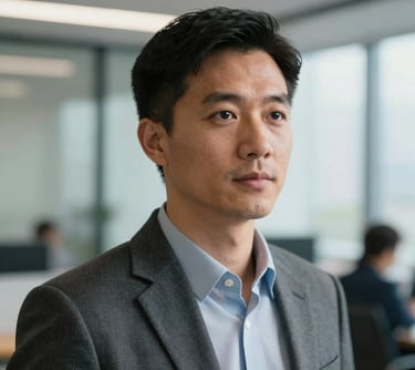 Professional headshot of a person in North American business casual attire, looking focused and approachable in a modern office setting with soft natural lighting.