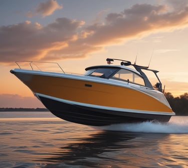 Elegant nautical boat hull section crafted from composite materials