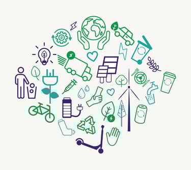 NHS Earth Day Campaign sustainability logo made up of eco icons
