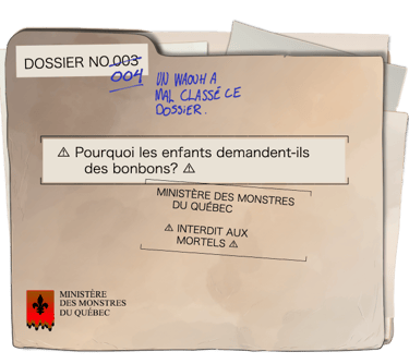 Dossier du Ministère des montres du Québec - Pourquoi les enfants demande des bonbons à l'Halloween