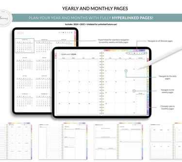 Best Way to Make Your Own Digital Planner  , building digital planner hyperlinks page Monthly yearly