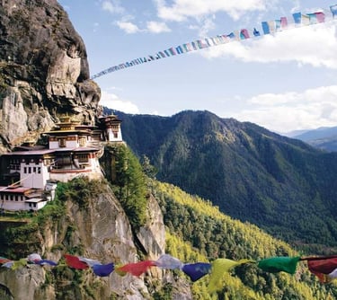 Tiger's-Nest-Monastery-in-Paro-Valley-During-Spring-season