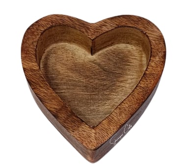 Handcrafted heart shape wooden candle dough bowl by Saharanpur Crafts.