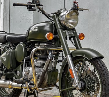 Rent a Royal Enfield Classic 500 Battle Green Army 2021 in Kuta, Bali from RidenationID