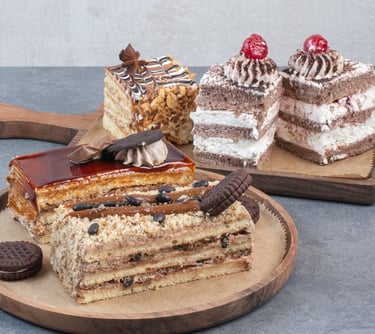 a piece of cake with a piece of cake on a plate