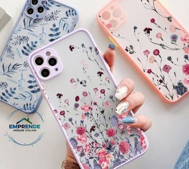 a person holding a phone case with a flower design