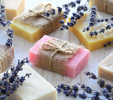 soap bars with soap and soap bars on them
