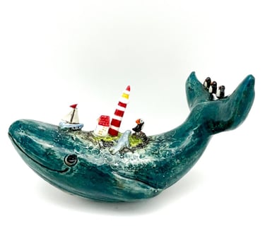ceramic whale, high tide, island, lighthouse, puffins, yatch, sailing, seal, sea, 