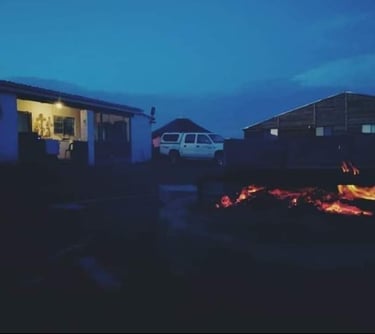 Early evening firepit and Hiking Shack