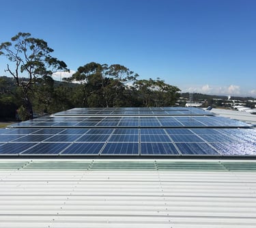 a tin roof with solar panels
