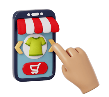 a person's hand holding a phone with a shopping carton