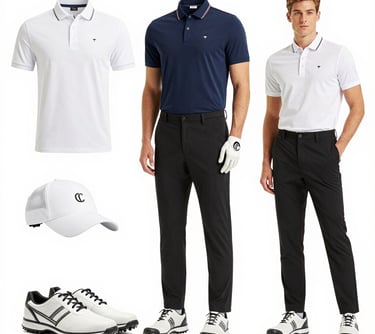 A stylish golf cap and gloves laid out on fresh green grass under sunlight.