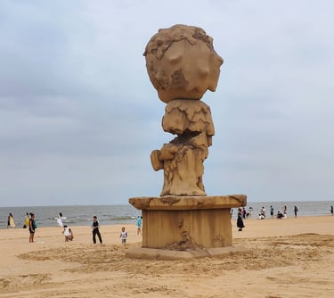 8m Hirono Reshape Sand Sculpture for Hirono Reshape Art Exhibition Beach Display in Aranya Qinhuangdao by DEFARA