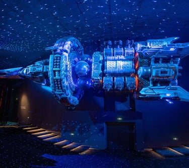 6m Rotating Battleship Kinetic Sculpture for The Three-Body Problem Roadshow Starlit Exhibition by DEFARA