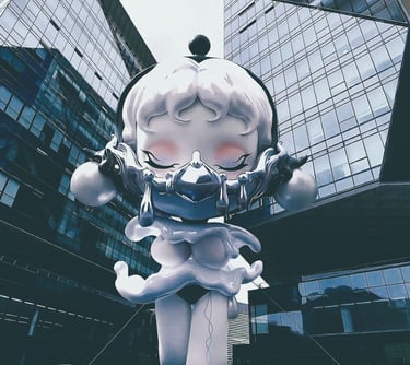 Giant SKULLPANDA Fiberglass Sculpture for Sonic Illusion Exhibition Plaza Display at C PARK Haisu Shanghai by DEFARA