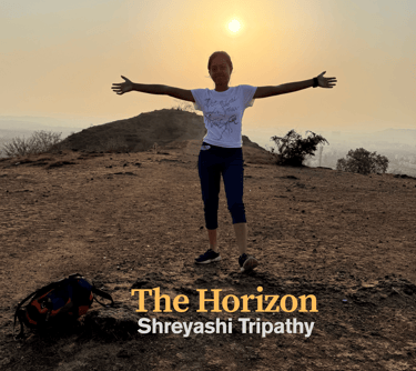 Shreyashi Tripathy, Indian pianist and composer, featured on the emotional and poetic album cover 'The Horizon'