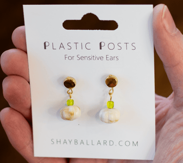 Plastic Post earrings for sensitive ears. Halloween Pumpkin earrings