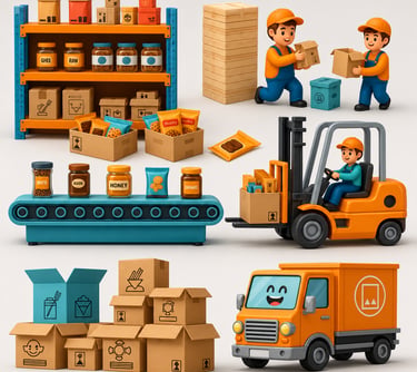 Food product packaging and shipping management with logistics transportation