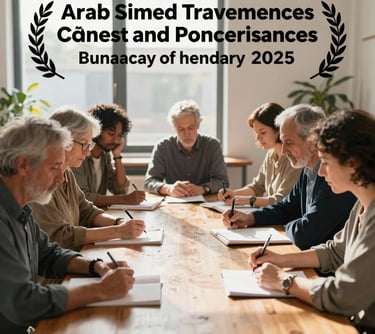 A bright photography of a diverse group of adults engaged in deep study around a large wooden table, with sunlight streaming through large windows and a sense of focused learning and spiritual growth.
