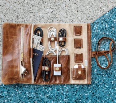 Personalized Leather Gift Tech Roll