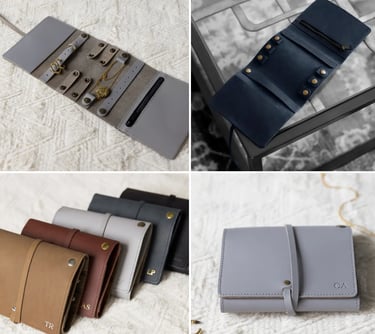 Personalized Leather Gift Jewelry Roll
