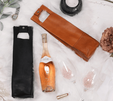 Personalized Leather Gift Wine Tote