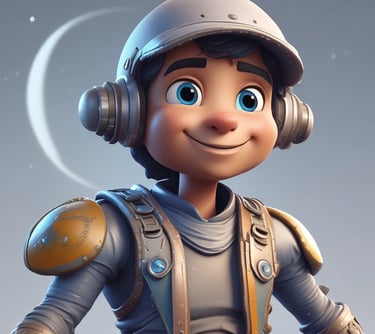 a cartoon character of Nine Planets Barista, Luna Voyager