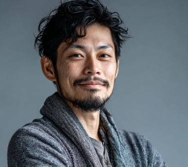 Image of graphic designer Steve Kasai in a casual grey sweater.