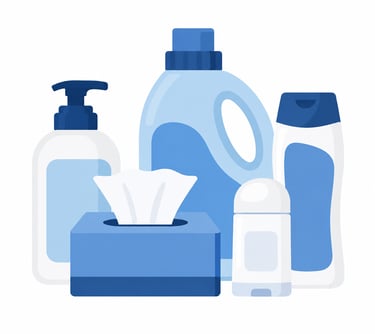 Household, toiletries and personal care products packed for business delivery with 24ft lorry transport