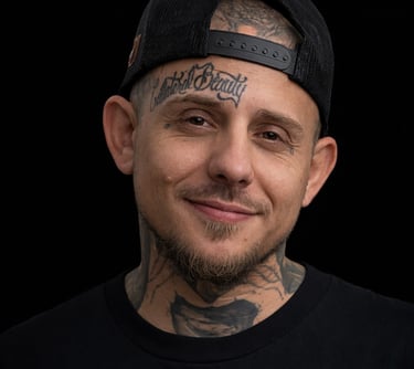 Tattoo artist Charles working at Halo Tattoo in Fort Worth, Texas