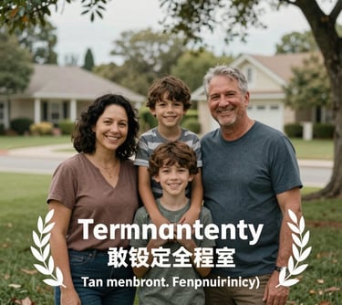 A family smiling together in a suburban park setting, representing the security and happiness of achieving permanent residency.