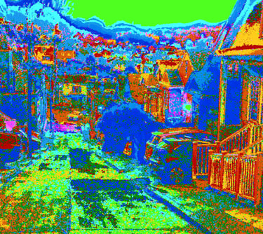 a glitched image of a san francisco street