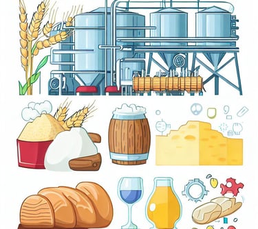 a variety of food items including bread, bread, and other items