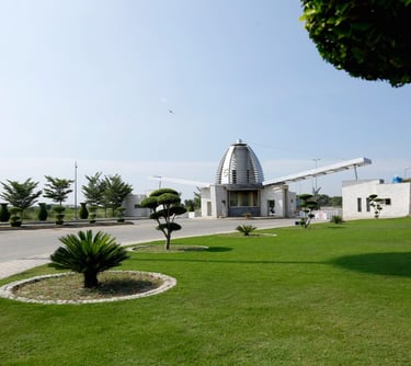 a white church with a large white tower