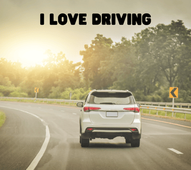 car on highway alone in sunrise